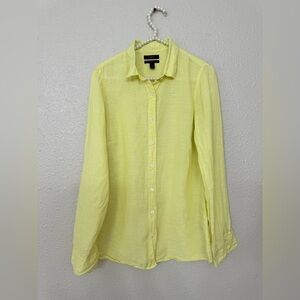 J Crew Perfect Shirt Yellow Linen Size 6